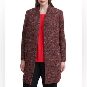 Calvin Klein Long Sleeve Open Front Tweed Topper Statement Jacket